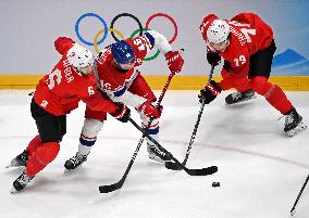 (BEIJING2022)CHINA-BEIJING-OLYMPIC WINTER GAMES-ICE HOCKEY-MEN'S QUALIFICATION PLAYOFF-CZE VS SUI(CN)