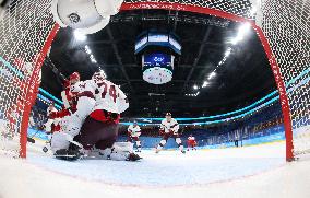(BEIJING2022)CHINA-BEIJING-OLYMPIC WINTER GAMES-ICE HOCKEY-MEN'S QUALIFICATION PLAY-OFF-DEN VS LAT (CN)