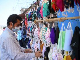 INDIA-AGARTALA-MASK SHOP