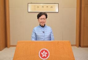 CHINA-HONG KONG-CARRIE LAM-VIDEO SPEECH (CN)