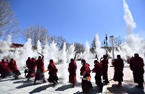 CHINA-TIBET-XIGAZE-MONASTERY-CEREMONIAL EVENT (CN)