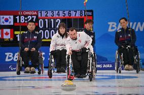 (SP)CHINA-BEIJING-WINTER PARALYMPICS-WHEELCHAIR CURLING-ROUND ROBIN SESSION-KOR VS CAN (CN)