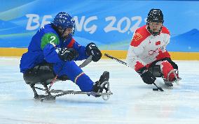 (SP)CHINA-BEIJING-WINTER PARALYMPICS-PARA ICE HOCKEY-GROUP B-CHN VS ITA (CN)