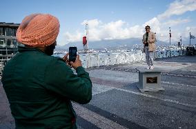 CANADA-VANCOUVER-INT'L WOMEN'S DAY-INTERACTIVE ART PIECE-EMPTY STATUE BASE