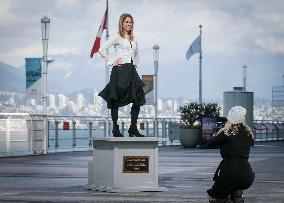 CANADA-VANCOUVER-INT'L WOMEN'S DAY-INTERACTIVE ART PIECE-EMPTY STATUE BASE