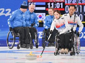 (SP)CHINA-BEIJING-WINTER PARALYMPICS-WHEELCHAIR CURLING-ROUND ROBIN SESSION-EST VS KOR (CN)