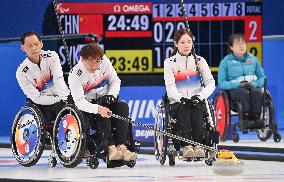 (SP)CHINA-BEIJING-WINTER PARALYMPICS-WHEELCHAIR CURLING-ROUND ROBIN SESSION-EST VS KOR (CN)