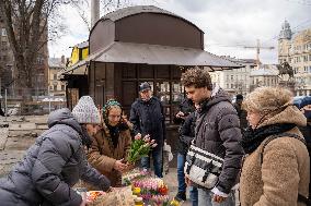 UKRAINE-LVIV-SITUATION-FLOWER STALL