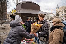 UKRAINE-LVIV-SITUATION-FLOWER STALL