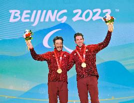 (SP)CHINA-ZHANGJIAKOU-WINTER PARALYMPICS-PARA CROSS-COUNTRY SKIING-MEN'S SPRINT FREE TECHNIQUE VISION IMPAIRED-AWARDING...