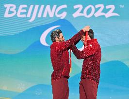(SP)CHINA-ZHANGJIAKOU-WINTER PARALYMPICS-PARA CROSS-COUNTRY SKIING-MEN'S SPRINT FREE TECHNIQUE VISION IMPAIRED-AWARDING...