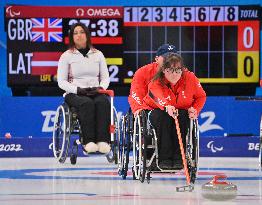 (SP)CHINA-BEIJING-WINTER PARALYMPICS-WHEELCHAIR CURLING-ROUND ROBIN SESSION-GBR VS LAT (CN)