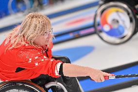 (SP)CHINA-BEIJING-WINTER PARALYMPICS-WHEELCHAIR CURLING-ROUND ROBIN SESSION-SUI VS EST (CN)