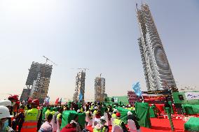 EGYPT-NEW ADMINISTRATIVE CAPITAL-CBD CONSTRUCTION-CRESCENT TOWER-TOPPING OUT