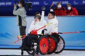 (SP)CHINA-BEIJING-WINTER PARALYMPICS-WHEELCHAIR CURLING-ROUND ROBIN SESSION-LAT VS CHN (CN)