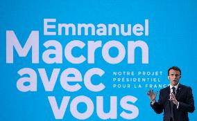 FRANCE-AUBERVILLIERS-MACRON-RE-ELECTION MANIFESTO