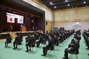 Ceremony for new employees at Japanese firm