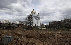 Destruction in Bucha near Kyiv