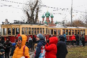 RUSSIA-MOSCOW-RETRO TRAMWAYS-PARADE