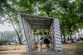 PHILIPPINES-MANILA-WORLD BOOK DAY-POP-UP LIBRARY