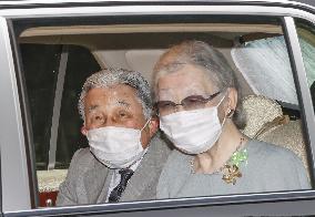 Japan's former Emperor Akihito, former Empress Michiko
