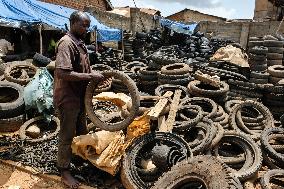 UGANDA-KAMPALA-RUBBER TIRE-RECYCLE