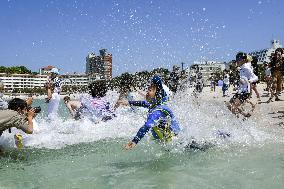 Bathing season starts on western Japan beach