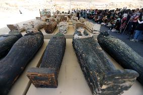 EGYPT-SAQQARA-ARCHAEOLOGY-MUMMY COFFINS-BRONZE STATUES