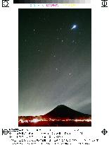 Shooting stars of Leonid meteors seen at Mt. Fuji
