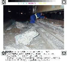 Train derails due to fallen concrete in Hokkaido