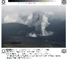 Mt. Usu belches black smoke