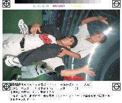 Kintetsu pitcher Elvira, son celebrate no-hitter
