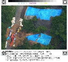 Workers restore quake-hit railway line in Tottori Pref.