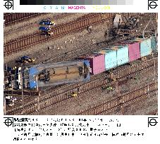 Freight train derails at JR Tsurumi Station