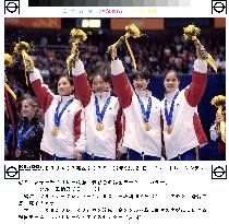 Korean team on medals podium