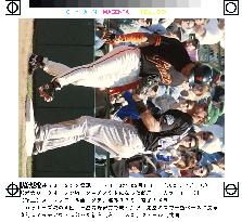 Shinjo tagged out at first base