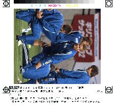 Japan squad warms up for Kirin Cup
