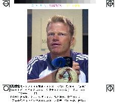 Germany goalkeeper Kahn meets press