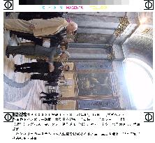 Japan emperor, empress visit Hungarian ruins, cathedral