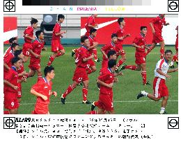 N. Korea's soccer team practice for friendly match