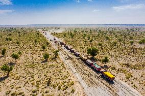 CHINA-XINJIANG-DESERT RAIL LOOP-HOTAN-RUOQIANG RAILWAY-INAUGURATION (CN)