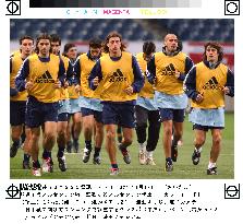 Argentine players in training for match against Japan