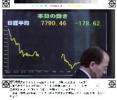 Tokyo stocks plunge, blue chips hit by institutional selling