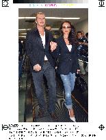 David, Victoria Beckham arrive in Japan