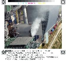 Fire burns in silo of blast-stricken Mie power station