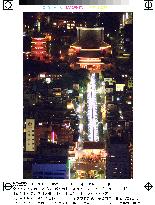 (2)Sensoji Temple lit up as symbol of downtown Tokyo