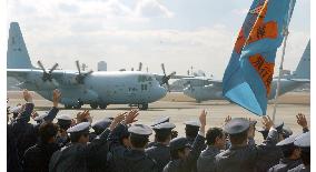 (4)ASDF C-130 transport planes depart for Iraq mission