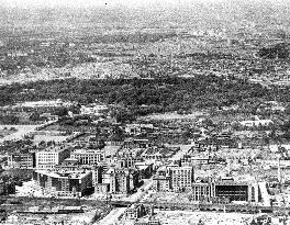 Scorched land in Tokyo following air raids