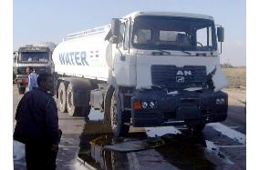 Water truck damaged in rear-end collision in Iraq