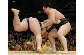Asashoryu charges on at spring sumo